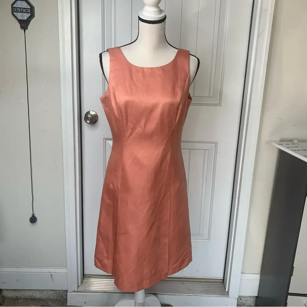 Talbots‎ silk cotton pleated low back fit n flare dress size 12 Petite - Picture 2 of 7